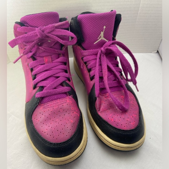 Kids Nike Air Jordon 1 Flight Fuchsia Flash High Top size 5Y  (kids) Pre-owned - Picture 13 of 14